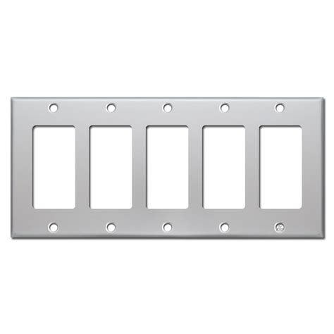 5 Rocker Light Switch Covers - Brushed Aluminum