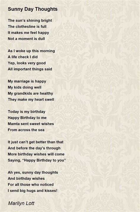 Sunny Day Thoughts - Sunny Day Thoughts Poem by Marilyn Lott