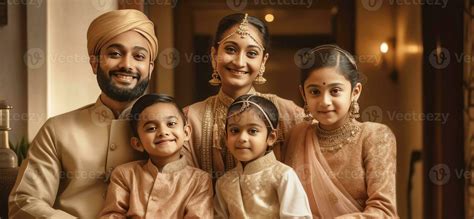 Realistic Portrait of Happy Indian Family Together During Ceremony ...