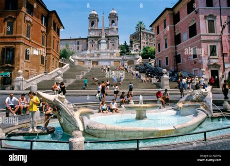 Spanish Steps and Barcaccia Fountain, Piazza di Spagna, Rome, Italy ...