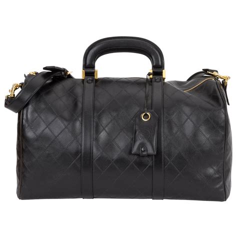 Chanel Rare Black Diamond Quilted Duffle Travel Bag at 1stDibs | chanel quilted duffle bag ...