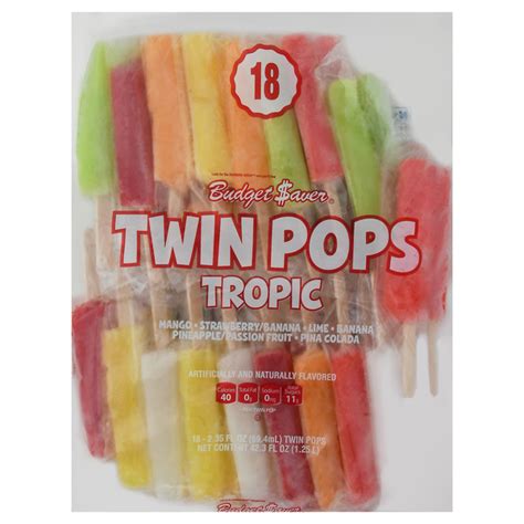 Save on Budget Saver Twin Ice Pops Tropic Flavors - 18 ct Order Online Delivery | GIANT