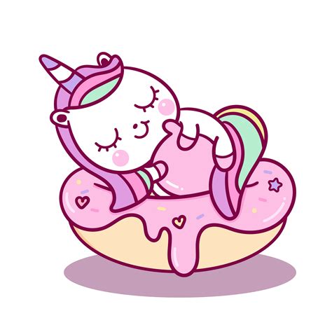 Lindo bebé unicornio durmiendo en cupcake 668091 Vector en Vecteezy