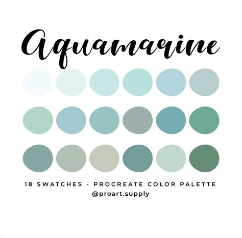 AQUAMARINE PROCREATE COLOR Palette Hex Codes Blue, Green, Gray for iPad ...