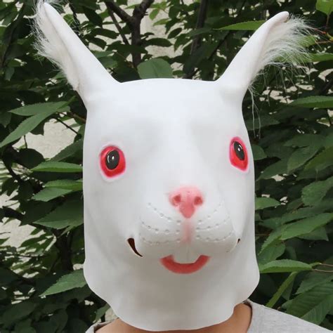 Halloween Party Cosplay Animal Mask Latex Rabbit Mask Funny Bunny Mask Disguises of Rabbits Face ...