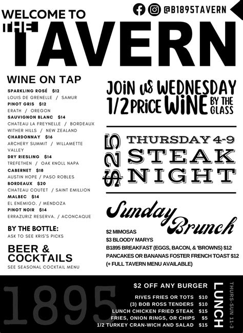 TAVERN MENUS - www.brasserie1895.com