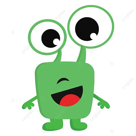 Smiling Green Monster With Big Eyes Vector Illustration On White, Monster Clipart, Green, Smile ...