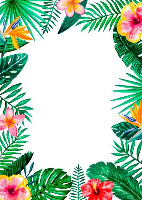 Watercolor Tropical Floral Border Frame