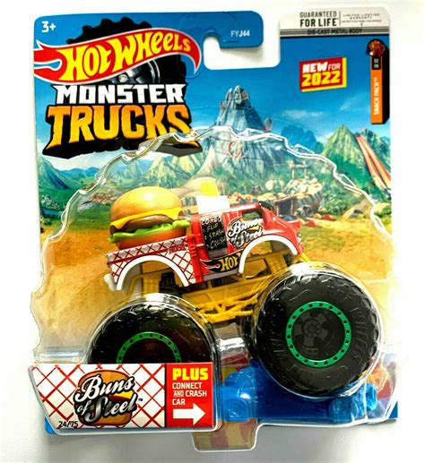 Buy DieCast Hot Wheels Monster Trucks Buns of Steel 24/75, 2022 Connect and C car Included (1:64 ...