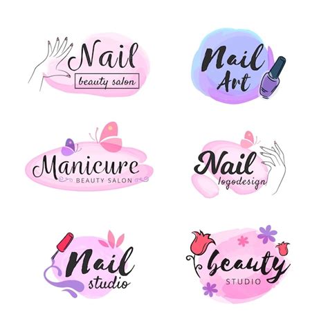 Colección de logotipos de nails art studio | Vector Premium