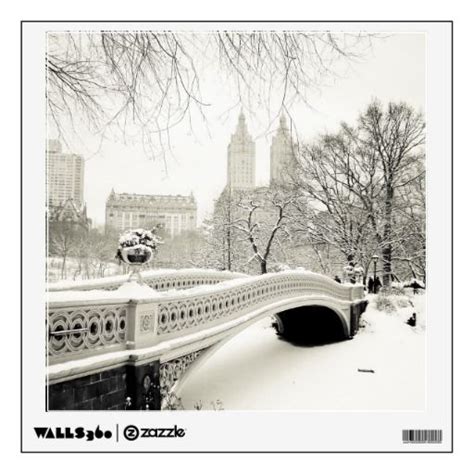 Central Park Winter - Snow on Bow Bridge Wall Sticker | Zazzle ...