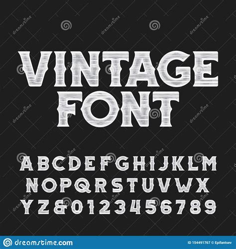 Vintage Alphabet Font. Scratched Bold Letters and Numbers in Wild West ...