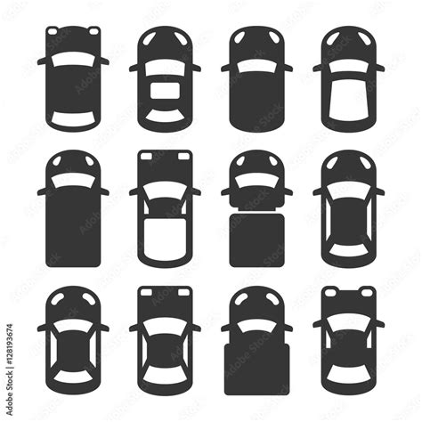 Car Top View Icons Set. Vector Stock Vector | Adobe Stock