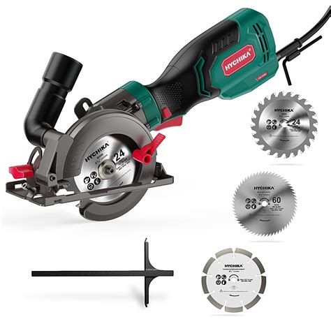 Electric Circular Saw, HYCHIKA 6.2A Mini Circular Saw with 3 Blades(4-1/2”), Compact Hand Saw ...