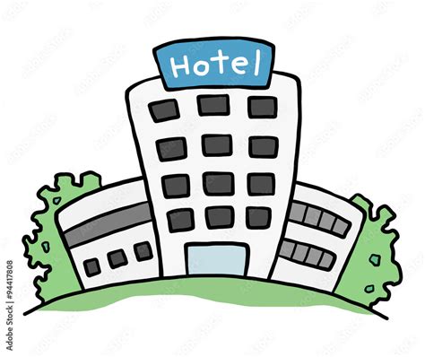 hotel building / cartoon vector and illustration, hand drawn style ...