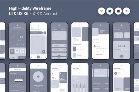 High Fidelity Wireframe UI UX Kit iOS Android App, Websites, UX and UI Kits ft. wireframe & ios ...