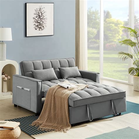 Muumblus 55" Pull Out Sofa Bed, Convertible Sleeper Loveseat with Pull ...