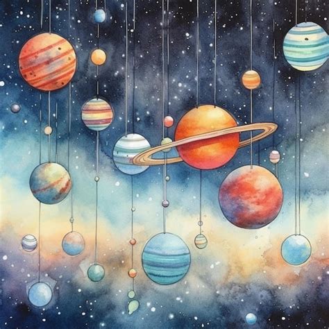 Premium AI Image | Planets in a galaxy painting - space art