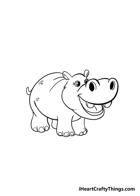 Hippo Drawing - How To Draw A Hippo Step By Step