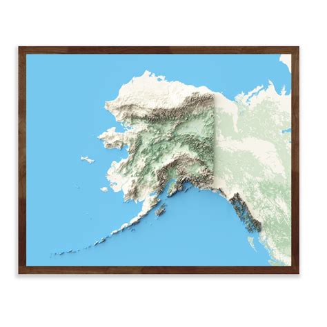 Alaska Elevation Map Shaded Relief Topographic Style - Etsy