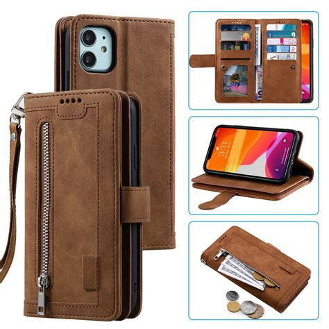 Dteck 9 Card Slots Wallet Case for Apple iPhone 12 mini 5.4-inch,Hybrid Magnetic PU Leather ...