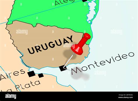 Uruguay, Montevideo - capital city, pinned on political map Stock Photo - Alamy