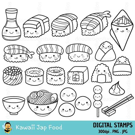 Kawaii Sushi Clipart Kawaii Sushi Clipart Cute Sushi Digital - Etsy | Kawaii, Coloring pages ...