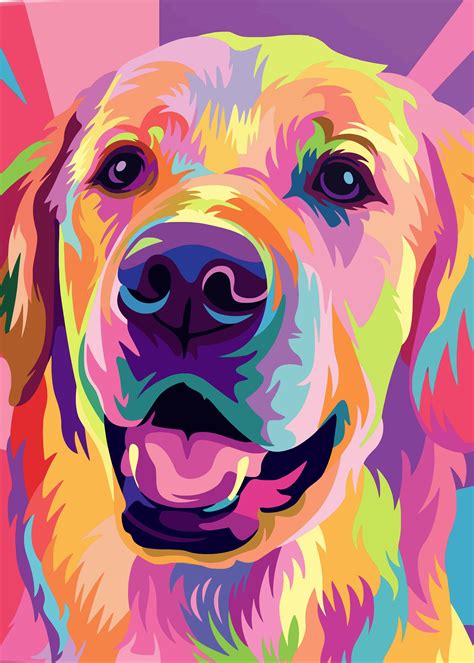 'Golden Retriever Pop Art' Poster, picture, metal print, paint by Ultimate Design | Displate ...