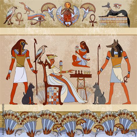 Murals Ancient Egypt Scene Mythology Egyptian Gods And Pharaohs – NBKomputer