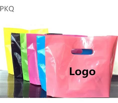 Wholesale Print Logo Plastic Bags Small Gift Bags with Handles Shopping Packaging Bags Customize ...