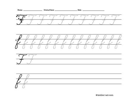 Free Printable Cursive Letter F Worksheet