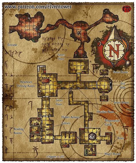 A wizard's lair / awesome decorated map [OC] : r/DnD