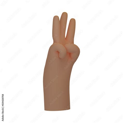 3d hand. Emoticon sign. Showing three fingers. Counting concept ...