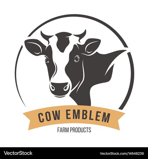 Cow head silhouette emblem label Royalty Free Vector Image