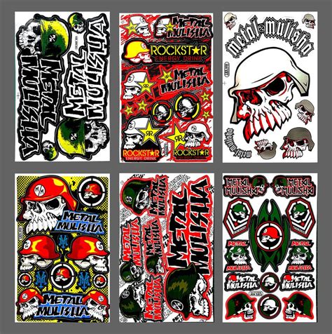 Honda Rockstar Set 6 Stickers Sheets Motorcycle Motocoss ATV Sticker ...