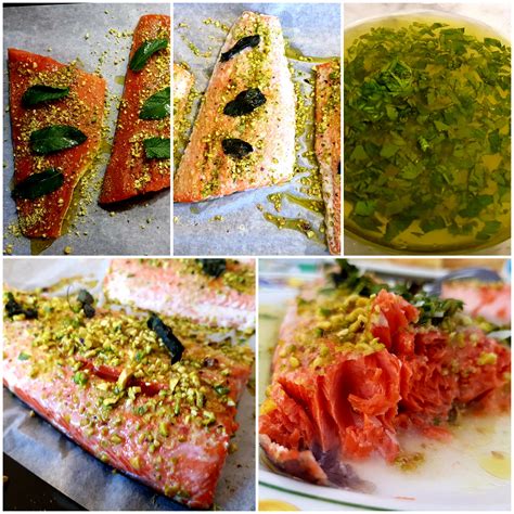 Wild Salmon with Pistachio & Sicilian Salmoriglio Sauce - Pietru l-Furnar