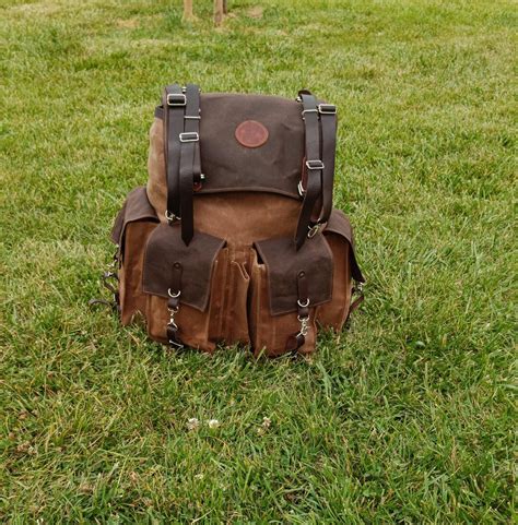 Bushcraft Camping Backpack Bushcraft Backpack Canvas-leather Green-brown Travel Backpack Hiking ...