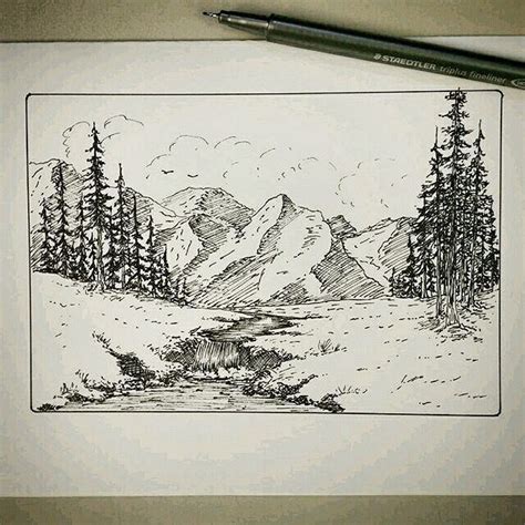 Airship Notebooks on Instagram: “Check out this cool #penandink #landscape #drawing by ...