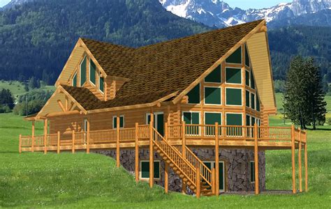 Yellowstone View Chalet larger log cabin design » Log Home Kits | Log Cabin Kits | Lazarus Log Homes