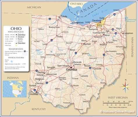 Map of Ohio State, USA - Nations Online Project