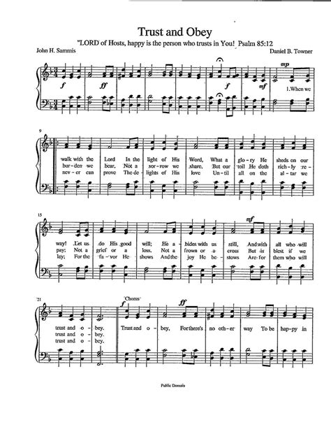 Trust and Obey Digital Hymn Tune Sheet Music Key of F - Etsy