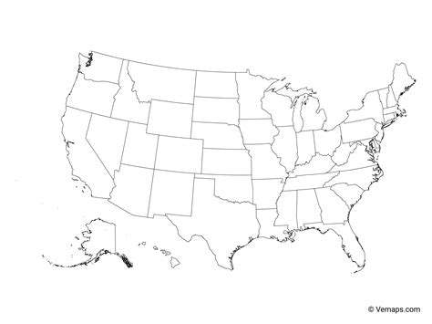 Outline Map of the United States with States | Free Vector Maps