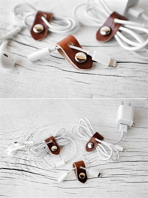 iPhone Cord Organizer Stocking Stuffers Leather Travel Tech | Etsy