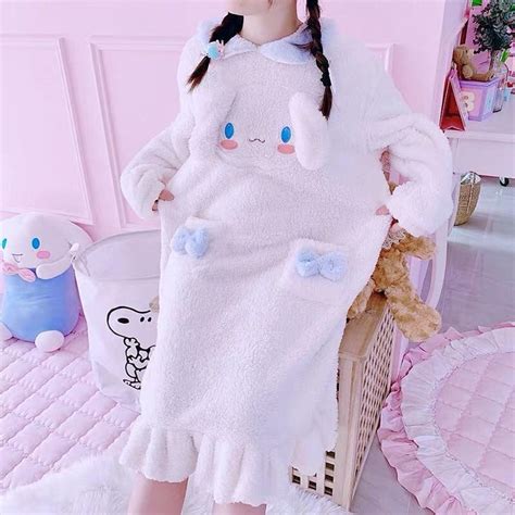 Cinnamoroll Inspired Fuzzy Night Dress Home Outfit Pajamas Cute Kawaii | Winter pajamas, Womens ...