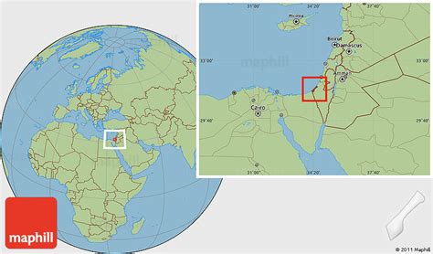 Savanna Style Location Map of Gaza Strip