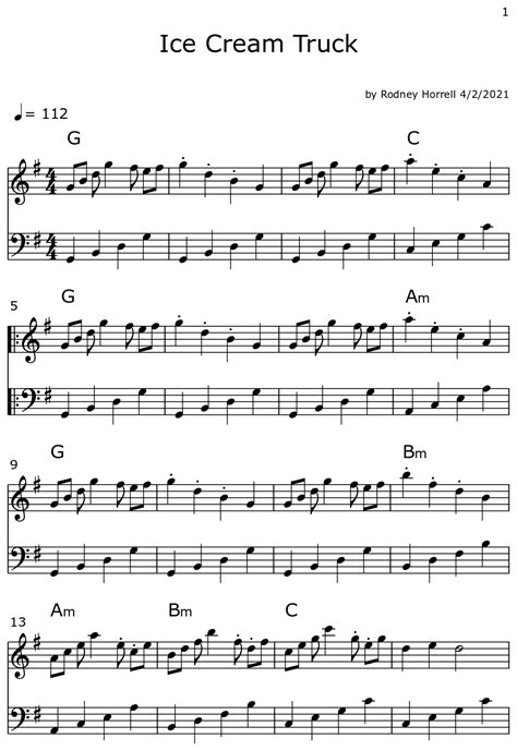 Ice Cream Truck - Sheet music for Pan Flute, Piano