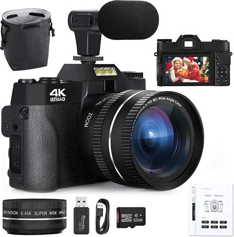 Monitech 4K Cameras for Photography 48MP Digital Camera Reversible Display Video Camera 16X ...