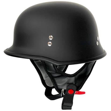 Outlaw Helmets T99 Matte Black German Style Motorcycle Half Helmet for ...