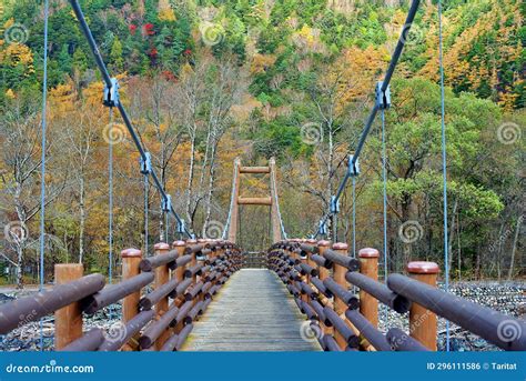 Scenery of Myojin Bridge in Late Autumn at Kamikochi National Park, Matsumoto, Nagano, Japan ...