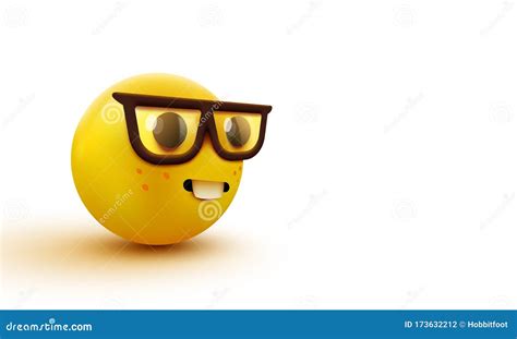 Nerd Face Emoji, Clever Emoticon with Glasses. Geek or Student Stock Vector - Illustration of ...